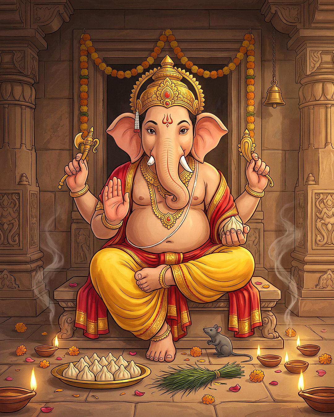मंदिर में मोदक, दूर्वा और दीयों के बीच आशीर्वाद देते गणेश जी, Wednesday with Ganesh Ji, 14 October 2026